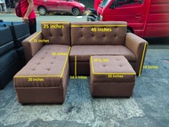 sofa set L shape brown fabric uratex foam cod only