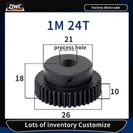 Spur Gear pinion 1M 24Teeth 1 Mod Right Teeth 45# Steel Gear Process Hole Motor Gear Rack Transmissi