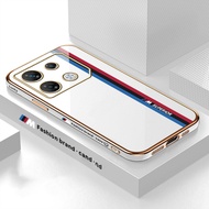 Casing For Samsung Galaxy A05S F42 5G J7 Prime A03 M32 A715F A11 M30S A14 4G Fashion Racing Car Logo M Square Edge Pattern Casing Plated Phone Shell Luxury Plating Soft Phone Case