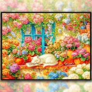 Flower Cat Diamond Painting 2026 New Style Diamond Painting Handmade DIY Homemade Diamond Stickers M