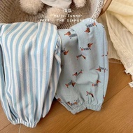 Summer Children Korean Style New Style Loose Leggings Pants Boys Girls Cartoon Pants Striped Pants T