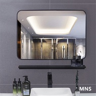 MNS Sticking Wall Bathroom Mirror Wall Hanging Toilet Mirror With Shelf No Hole Sticking Wall Self Adhesive Cosmetic Mirror Toilet Mirror