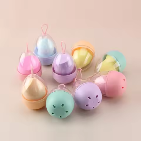 1PC Beauty Egg Organizer Makeup Blender Puff Holder with Lanyard Dustproof Oval Eggshell Makeup Tool