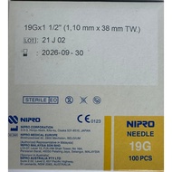 NIPRO NEEDLE, 19G X 1 1/2", 100 PCS