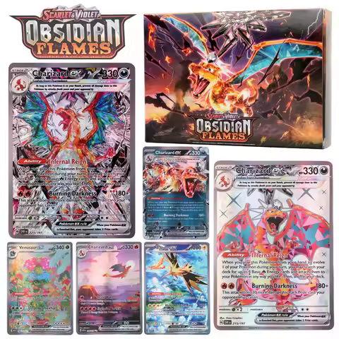 100Pcs English Pokemon cards Cartoon Arceus Charizard Pikachu Venusaur Mew Blastoise Pidgeot Zapdos 