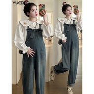 New summer Xiao qi maternity overalls, comfortable denim pants, outerwear, Hong Kong style one-piece