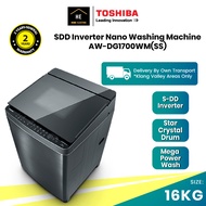 TOSHIBA 14 / 15 / 16KG SDD INVERTER Muat Atas Mesin Basuh Nano Wash AW-DG1700WM(SS) WASHER TOP LOAD 