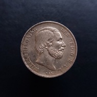 Uang Koin Kuno 1 Gulden Willem III Tahun 1863 Perak Belanda -335