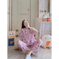 Đồ bộ pijama cộc tay caro chất liệu kate thái Pyjama nữ hàn quốc đẹp bộ ngủ nữ dài tay cao cấp women