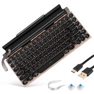 Retro Typewriter Keyboard Wireless Bluetooth Keyboard USB Mechanical Punk Keycaps for Desktop PC/Lap