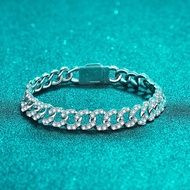 925 Sterling Silver Men Women Couple Bracelet All Moissanite Universal Bracelet Plated pt950 Gold Br