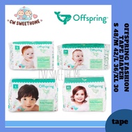 OFFSPRING FASHION TAPE DIAPERS (S 3-6KG 48PCS)(M 6-10KG 42PCS)(L 9-13KG 36PCS)(XL 12+KG 30PCS)