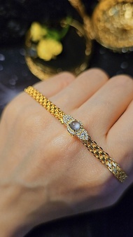 |白剛古巴鏈|A貨翡翠高冰玻白剛蛋面4.5mm純銀鍍18k金色款手鏈