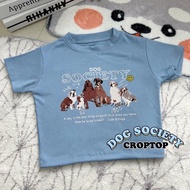 Tq88indonesia DOG SOCIETY RIB Women's Crop Top T-shirt / Casual Oblong Clothing for Girls / Trendy