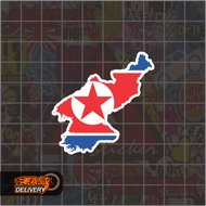North Korean Flag Map Sticker Size 5 x 5 Cm