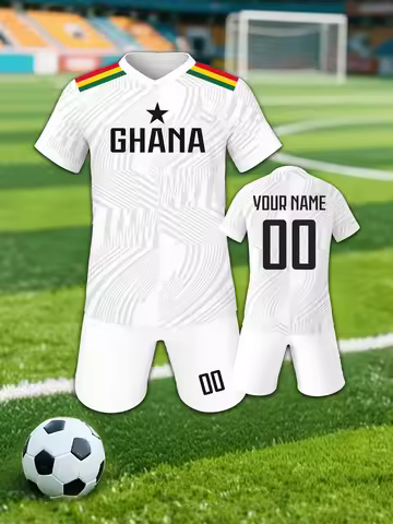 Custom Kids Ghana Soccer Jersey Set Personalized Printed Name Number Football Training Uniform Sport