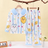 Jiyi Kawai Children Girls Home Clothes Milk Silk Spring Autumn Princess Style Doll Collar Cardigan S