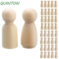 QUINTON Wooden Peg Doll for Children Kids 20pcs Blank Natural Wood Puppets Handmade Wood Crafts