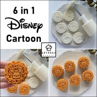 125g Disney Cake 6in1 Plunger Handpress Mooncake Mould Traditional Snowskin Mooncake Cartoon Mold Di