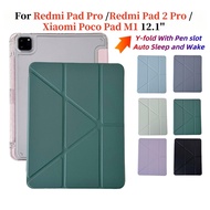 Y-fold Tablet Case For Redmi Pad 2 Pro 12.1 inch Xiaomi Poco Pad M1 12.1'' 25040RP0AG 25040RP0AI Fas