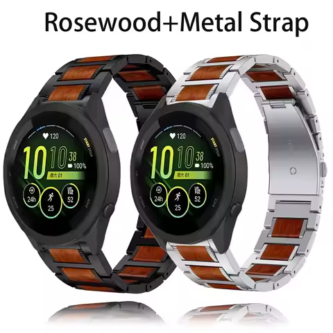 22mm Rosewood+Metal Strap for Garmin Venu 3 2 Smartwatch Comfortable Wristband for Garmin Forerunner