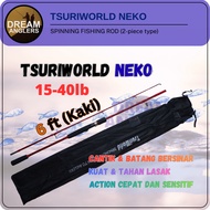 Tsuriworld Neko H 6'0" (6 Feet) 15-40lb 15-30lb Solid 2-Piece Spinning Fishing Rod Joran Ikan