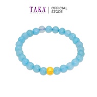 TAKA Jewellery 999 Pure Gold Ball Charm with 6mm Blue Agate Beads