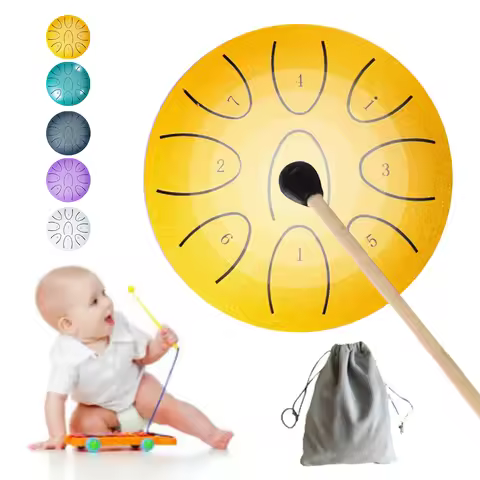4 Inches Portable Rain Drum 9-Note Ethereal Drum with Drum Mallet Outdoor Chakra Drum for Percussion