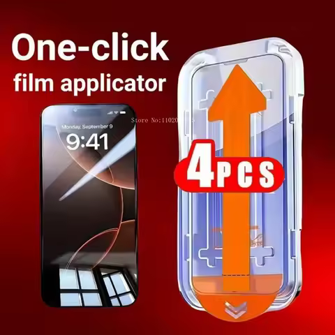 4Pcs Ultra Clear One-Touch Film Applicator Tempered Glass for IPhone 17 Pro 17 Promax 14 15 Plus 13 