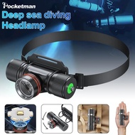 Diving Headlamp 8000 Lumen Underwater Head Flashlight White/Yellow Light IPX8 Waterproof Scuba Dive 