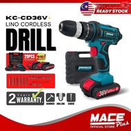 PRO-EKCO Lino Cordless Drill Hammer Screw KC-CD36V FREE 2 Battery 29pcs Accessories 2-Speed Impact w