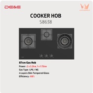 DE&E 87cm Built In Gas Hob S8638 3G Burners / Dapur Gas S 8638 / Gas Stove / OWN FLEET DELIVERY KUTC