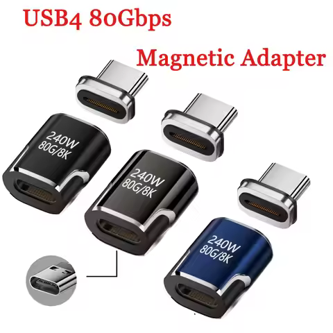 USB4 Thunderbolt4/3 Magnetic USB C To Type C Adapter 240W 80Gbps Fast Charging Magnet Charge Convert