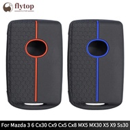 FLYTOP Silicone Car Key Case Holder Key Accessories Keychain Protected Fob For Mazda 3 6 Cx30 Cx9 Cx