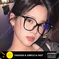 (JIUERBA) Classic Black Square Round Frame Eyeglasses for Women Korean Fashion Oversized Frame Eyegl