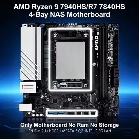 AMD Ryzen R9 8945HS 7940HS R7 8745HS 7840HS Nas Motherboard /Mini-ITX/2*Intel 2.5GbE LAN/2*HDMI 2.1+