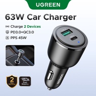 Ugreen 63W Dual Ports Fast Charging 18W 36W PD QC Car Charger for Samsung PPS iPhone 14 Pro Max Huaw