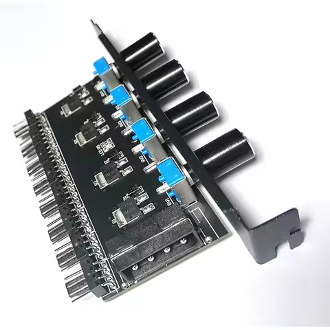 PC 8 Channels Fan Hub 4 Knob Cooling Fan Speed Controller for CPU Case HDD VGA PWM Fan PCI Bracket 1