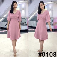 [พร้อมส่ง] [LUXURY707] เดรสคอวี แขนทรงตุ๊กตา ( VO9108)