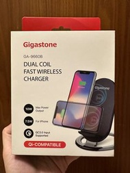 Gigastone 立達 GA-9660B 10W雙線圈無線快充充電盤(支援iPhone15/14/13/12手機Qi/AirPods耳機)