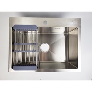 Global House CROWN อ่างล้างจาน 1หลุมไม่มีที่พัก 45x60x20ซม. ATHENS รับประกันของเเท้