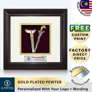 (JS Pewter) Solid Frame 10"x10" Gold Plated PEWTER | Keris (Kris) | Souvenir | Corporate Gifts | Mal
