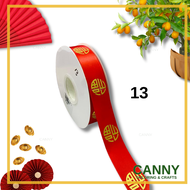 25 YARDS CNY RIBBON / CHINESE PULL RIBBON / PROSPERITY SATIN RIBBON /  2.5CM X 25 YARDS