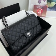 Chanel 香奈兒黑銀荔枝皮cf 中號 23年晶片款 全新