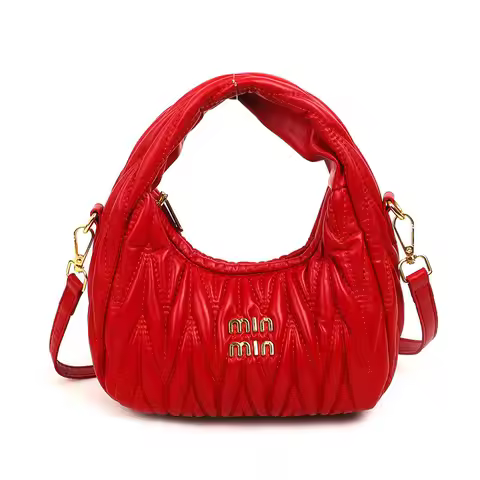 Designer Women Handbags 2025 French Women's Bag Pleated Miu Niche Trendy Handbag Crescent Bag Ins Si