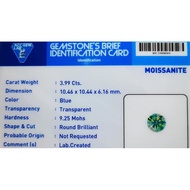 Original Blue Moissanit Diamond Gemstone Guarantee Up Ds Plus Memo Acc Gems Lab