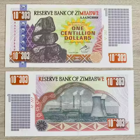 5~100pcs Zimbabwe Banknotes One Centillion Dollars Paper Money with Serial Number Non-currency Colle