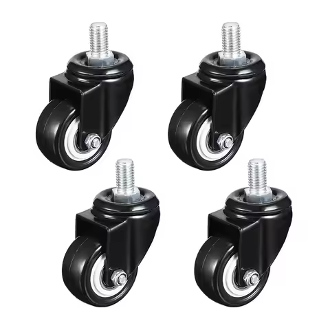1.5 Inch Swivel Caster Wheels PU 360 Degree Threaded Stem Caster Wheel, M8 X 15mm, 330lb Total Load