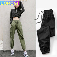 LOMOGI S-5XL Women Cargo Pants High Waist Loose Streetwear Pants Baggy Tactical Trouser Plus size Joggers Pants