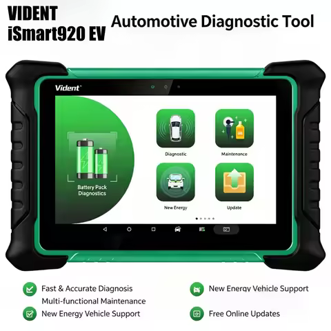 VIDENT iSmart920 EV OBD2 Scanner All System Diagnostic Tool EV High Voltage Battery Test IMMO Key Pr